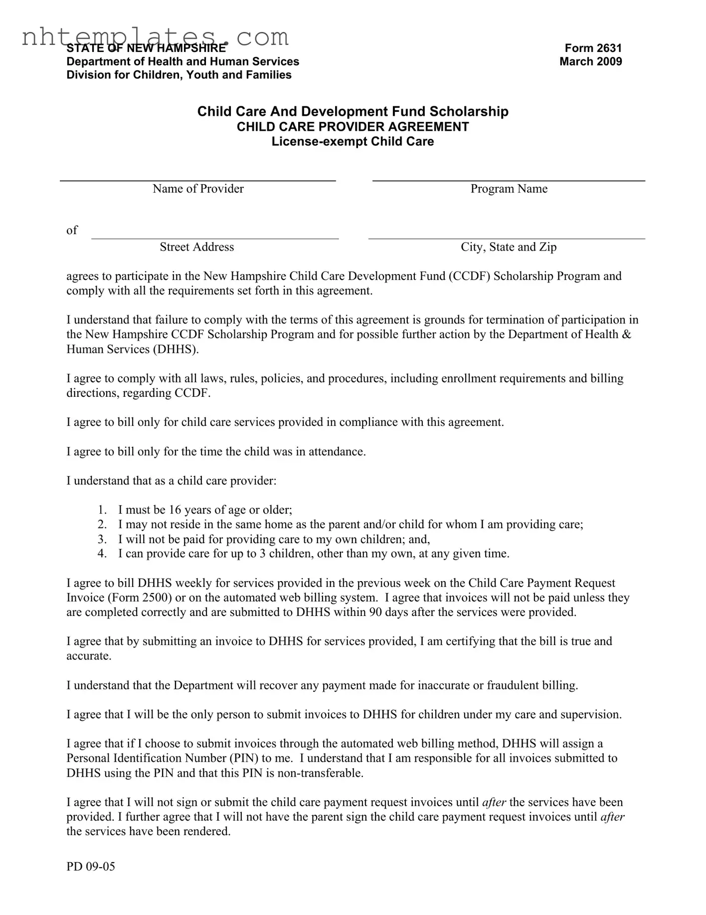Fill in a Valid New Hampshire 2631 Form