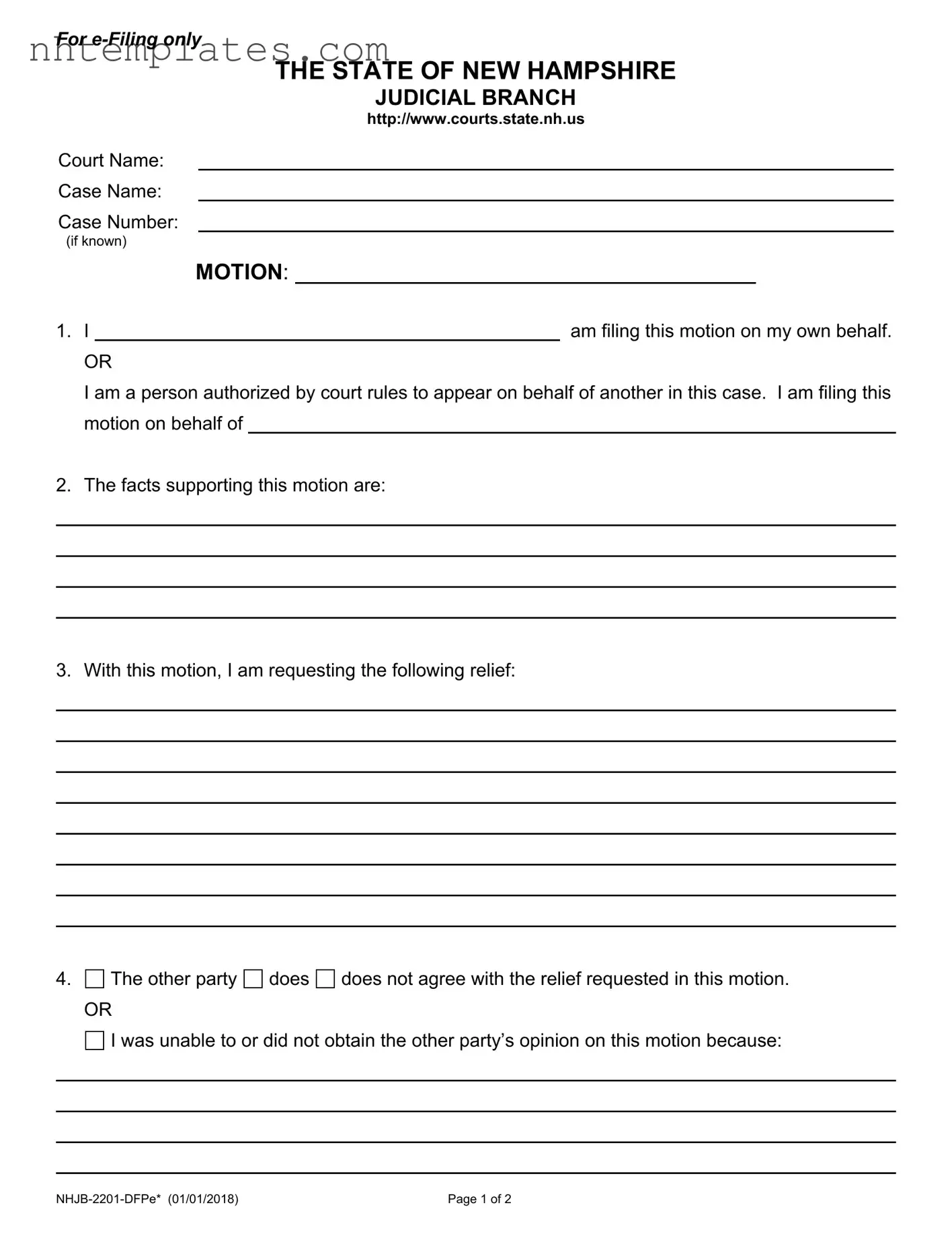 Fill in a Valid New Hampshire Form