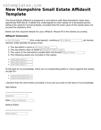 New Hampshire Small Estate Affidavit Form