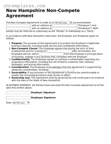 New Hampshire Non-compete Agreement Form